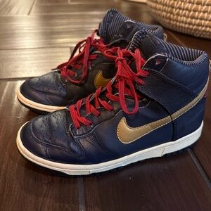 Nike Dunks Blue‎ and Gold High-Top